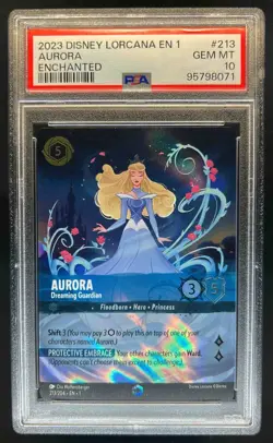 2023 Disney Lorcana Aurora Dreaming Guardian Alt Art Enchanted #213/204 PSA 10 - Image 1