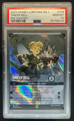 2023 Disney Lorcana Tinker Bell Giant Fairy Alt Art Enchanted #216/204 PSA 10 - Image 1