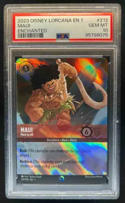 2023 Disney Lorcana Maui Hero To All Enchanted #212/204 PSA 10 - Image 1