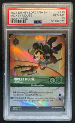 2023 Disney Lorcana Mickey Mouse Artful Rogue Alt Art Enchanted #210/204 PSA 10 - Image 1