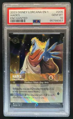 2023 Disney Lorcana EN 1 Hades King of Olympus Enchanted #205/204 PSA 10 - Image 1