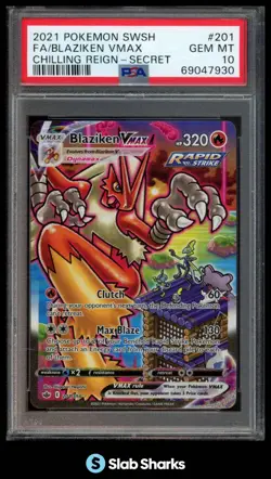 2021 POKEMON CHILLING REIGN #201/198 BLAZIKEN VMAX FULL ART SECRET RARE PSA 10 - Image 1