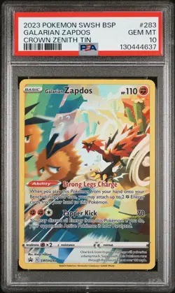 2023 Pokemon Swsh Black Star Promo Galarian Zapdos #283 PSA 10 - Image 1