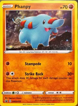 HD SWIRL 🌀 Phanpy SWSH117 Cosmos Holo Rare Sword & Shield Pokemon TCG - Image 1