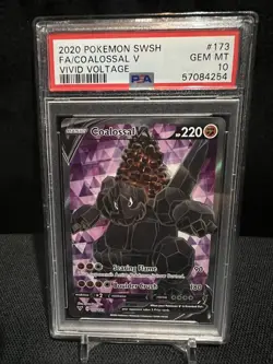 2020 POKEMON SWORD & SHIELD VIVID VOLTAGE #173 FULL ART/COALOSSAL V PSA 10 - Image 1