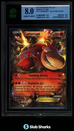 2015 POKEMON XY PRIMAL CLASH #29/160 CAMERUPT EX ULTRA RARE MNT 8 - Image 1