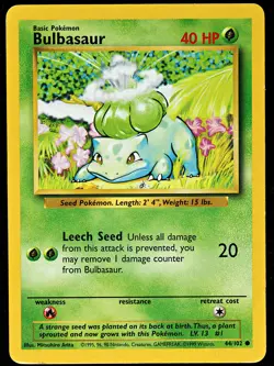 Pokemon TCG - Base Set - Bulbasaur - 44/102 - Common - Regular LP/NM - Image 1