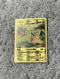 Pokemon Charmander,Charmeleon&Charizard GX Rare Gold Accent Foil Fan Art Cards - Image 1