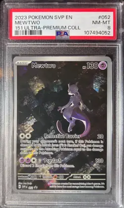 2023 POKEMON SVP EN-SV BLACK STAR PROMO 151 ULTRA-PREM COLL #052 MEWTWO PSA 8 - Image 1