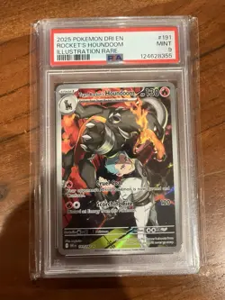 Pokemon 2025 Destined Rivals Rockets Houndoom Illustration Rare PSA 9 #191 - Image 1