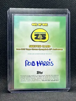 2025 Topps Chrome SpongeBob #1/1 SpongeBob Sketch Card By Rob Harris Auto 1/1 - Image 2