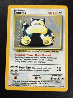 Snorlax NO SYMBOL Jungle Holo Rare Pokemon MP Card #11/64 Vintage Sugimori Error - Image 1