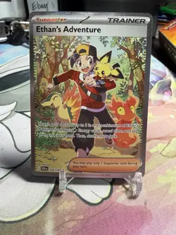 Pokemon TCG Destined Rivals Ethan's Adventure Full Art Trainer Card 236/182 Sir - Image 1