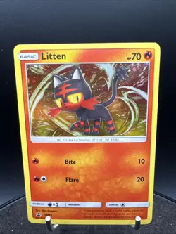 Litten SM23 Sun & Moon Black Star Promo Cosmos Holo Pokemon Card - Image 2
