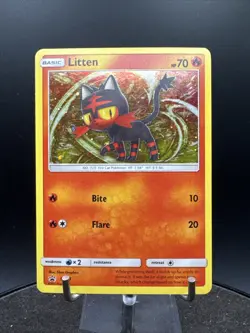 Litten SM23 Sun & Moon Black Star Promo Cosmos Holo Pokemon Card - Image 3