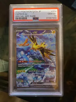 PSA 10 Zapdos ex SAR 204/165 SV2a Pokemon Card 151 - Pokemon Card Japanese 2023 - Image 1