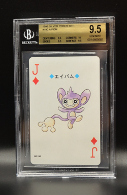 Jack of Diamonds Aipom Pokemon Poker Playing Card 1999 JPN Lugia Silver BGS 9.5 - Image 1