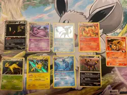 9x Very Rare Eeveeloution Pokemon Card Lot (5 Holos, 4 Regulars) Used Conditions - Image 1