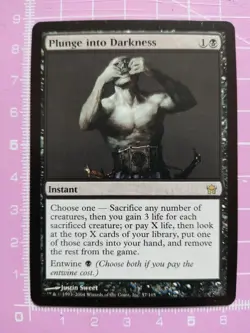 Magic MTG - PLUNGE INTO DARKNESS - Rare Black Instant - Fifth Dawn - M/NM - Image 1
