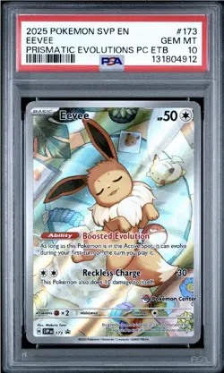 Pokemon Center ETB 2025 SVP EN-SV Black Star Promo Eevee #173 PSA 10 - Image 1