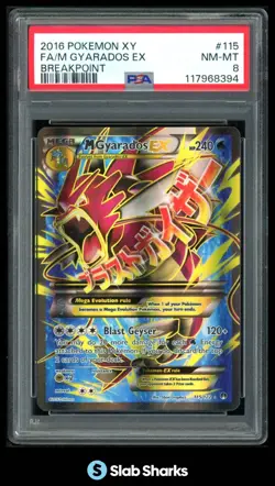2016 POKEMON XY BREAKPOINT #115/122 MEGA GYARDOS EX ULTRA RARE PSA 8 - Image 1