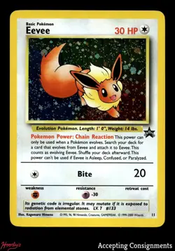 2000 Pokemon Wizards of the Coast Black Star Promo #11 Eevee HOLO Pokemon League - Image 1