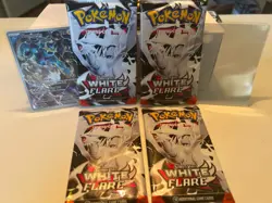 White Flare, 4 Booster Pack Lot, Sealed, Pokemon TCG, +Thundurus #209 Promo,Fast - Image 1