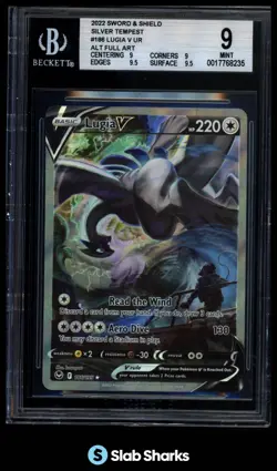2022 POKEMON SWORD & SHIELD SILVER TEMPEST #186/195 LUGIA V ALT FULL ART BGS 9 - Image 1