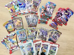 Pokemon Lot Of 50 Sleeved + Loose Booster Packs Art Set + Blister Packs - Image 1