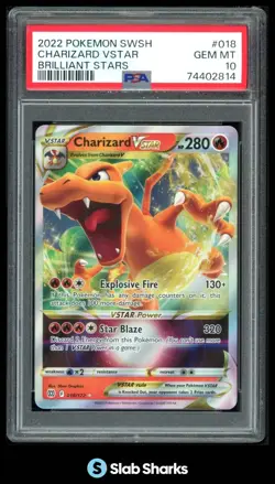 2022 POKEMON SWORD & SHIELD BRILLIANT STARS #018/172 CHARIZARD VSTAR PSA 10 - Image 1