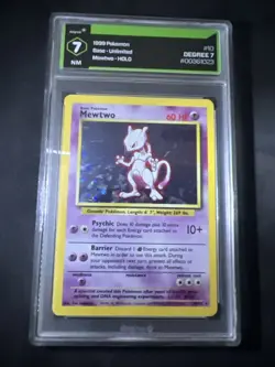Mewtwo Base Set Holo Card 10/102 Vintage Pokemon Graded Degree 7 Near Mint NM - Image 1