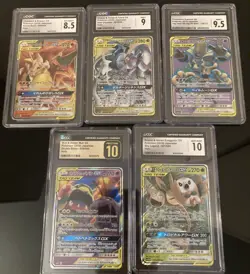 Pokemon 5 Card Japanese Tag Team Graded Lot CGC 8.5-10 NM-Pristine RR and SR - Image 1