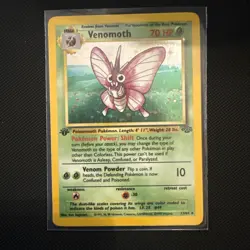 1999 Pokemon Venomoth Holo Rare 1st Edition Jungle 13/64 LP + Card - Image 1