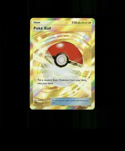 Fan-ART READ DESCRIPTION BELOW HOLO Gold Pokeball Card Pokeball Pokemon Card p1 - Image 1
