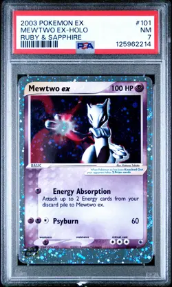2003 POKEMON EX RUBY & SAPPHIRE #101 MEWTWO EX-HOLO PSA 7 - Image 1