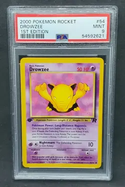 Pokemon PSA 9 MINT Drowzee 54/82 1st Edition Team Rocket Common WOTC S#2621 - Image 1
