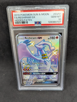 Pokemon PSA 10 GEM MT Reshiram GX SV51/SV94 Hidden Fates FA Holofoil 2019 S#0737 - Image 1