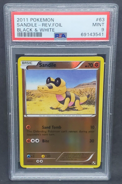 Pokemon PSA 9 MINT Sandile 63/114 Black & White Reverse Holofoil 2011 s#3541 - Image 1