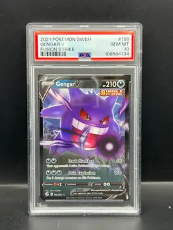 Pokemon PSA 10 GEM MT Gengar V 156/264 SWSH Fusion Strike Holofoil 2021 S#4134 - Image 1