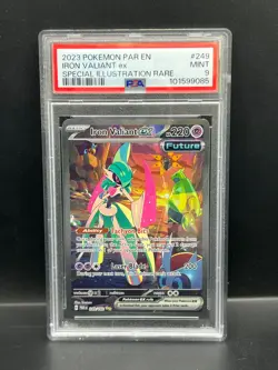Pokemon PSA 9 MINT Iron Valiant ex 249/182 Paradox Rift Illustration 2023 S#9085 - Image 1