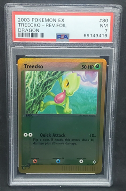 Pokemon PSA 7 NM Treecko 80/97 EX Dragon Reverse Holofoil 2003 Foil s#3416 - Image 1