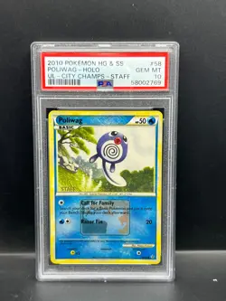 Pokemon PSA 10 GEM MT Poliwag 58/95 City Championships STAFF Promo 2010 S#2769 - Image 1