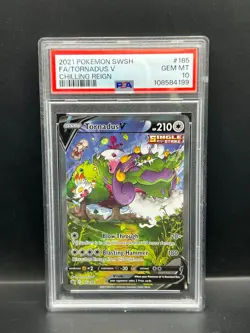 Pokemon PSA 10 GEM MT Tornadus V 185/198 Chilling Reign FA Holo 2021 S#4199 - Image 1