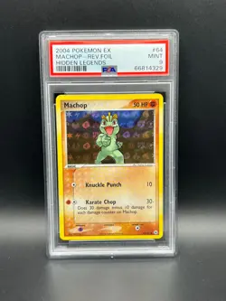 Pokemon PSA 9 MINT Machop 64/101 Hidden Legends Reverse Holofoil 2004 S#4329 - Image 1