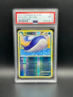 Pokemon PSA 9 MINT Wailord 31/102 Triumphant Reverse Holofoil 2010 S#3819 - Image 1