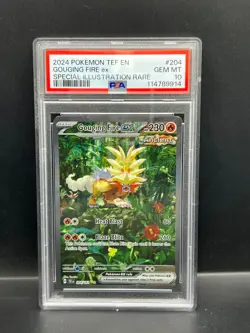 Pokemon PSA 10 GEM Gouging Fire ex 204/162 Temporal Forces Illustration S#9914 - Image 1