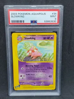 Pokemon PSA 9 MINT Slowking 34/147 Aquapolis Non-Holo Rare 2003 S#3530 - Image 1