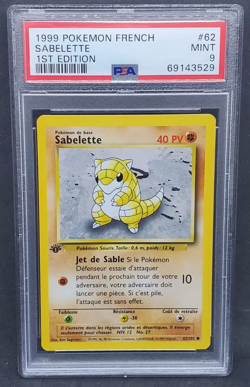 Pokemon PSA 9 MINT French Sandshrew Sabelette 62/102 1st Edition Base Set s#3529 - Image 1