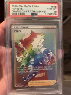 2020 Pokemon Sword & Shield - Champion's Path Piers (Rainbow) #078 PSA 10 GEM MT - Image 1