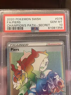 2020 Pokemon Sword & Shield - Champion's Path Piers (Rainbow) #078 PSA 10 GEM MT - Image 4